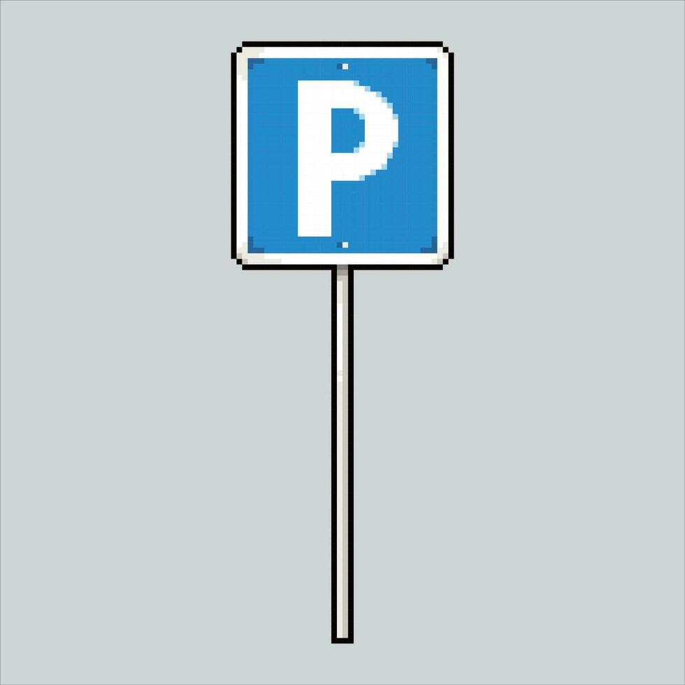 Pixel art illustration Parking Sign. Pixelated parking lot. Vehicle Parking zone area sign pixelated for the pixel art game and icon for website and video game. old school retro. vector