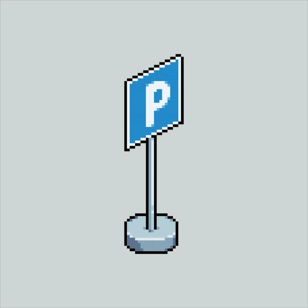 Pixel art illustration Parking Sign. Pixelated parking lot. Vehicle Parking zone area sign pixelated for the pixel art game and icon for website and video game. old school retro. vector