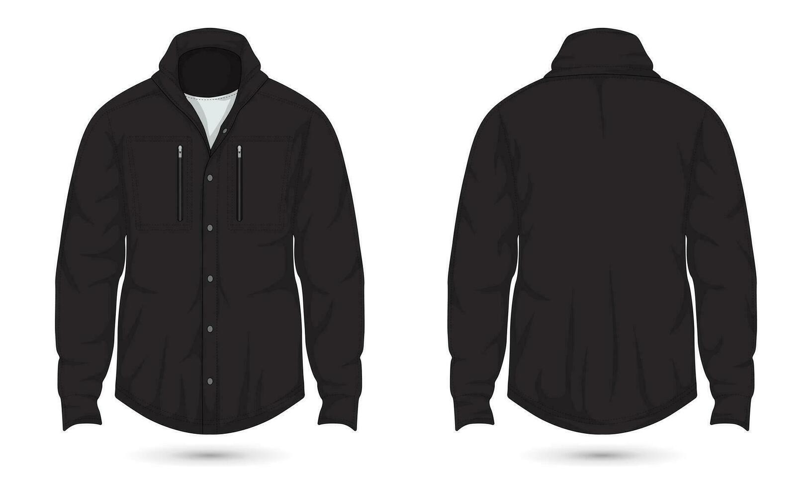 Men's zip sweatshirt front and back view. Vector illustration