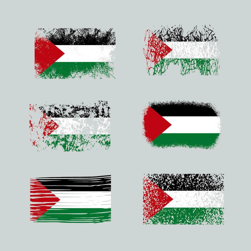 Collection of grunge style Palestine Flags vector