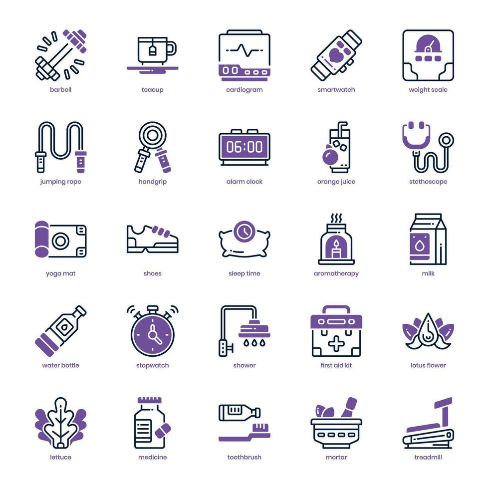 sano vida icono paquete para tu sitio web diseño, logo, aplicación, y usuario interfaz. sano vida icono doble tono diseño. vector gráficos ilustración y editable ataque.