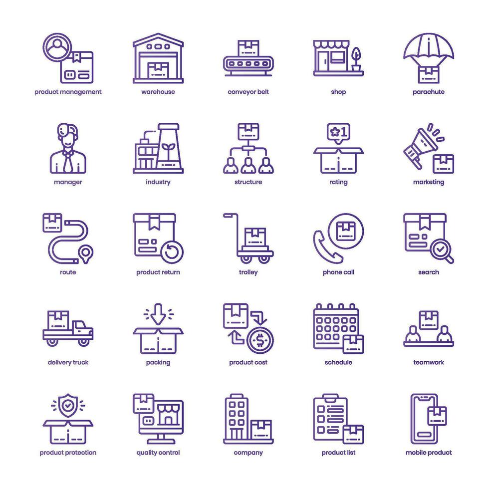Product Management icon pack for your website design, logo, app, and user interface. Product Management icon basic line gradient design. Vector graphics illustration and editable stroke.