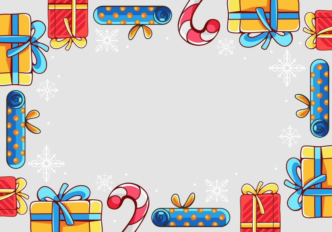 Vector frame with gifts in cartoon style.