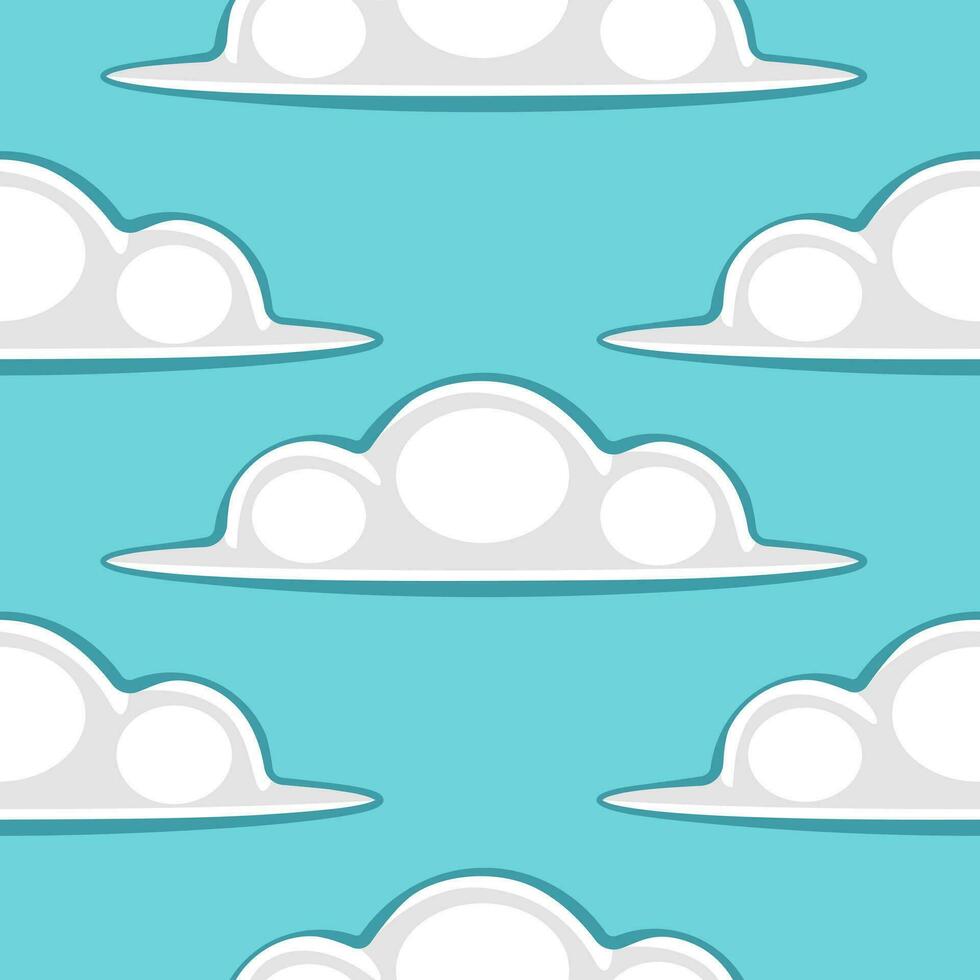 Vector pattern with clouds in doodle cartoon style.