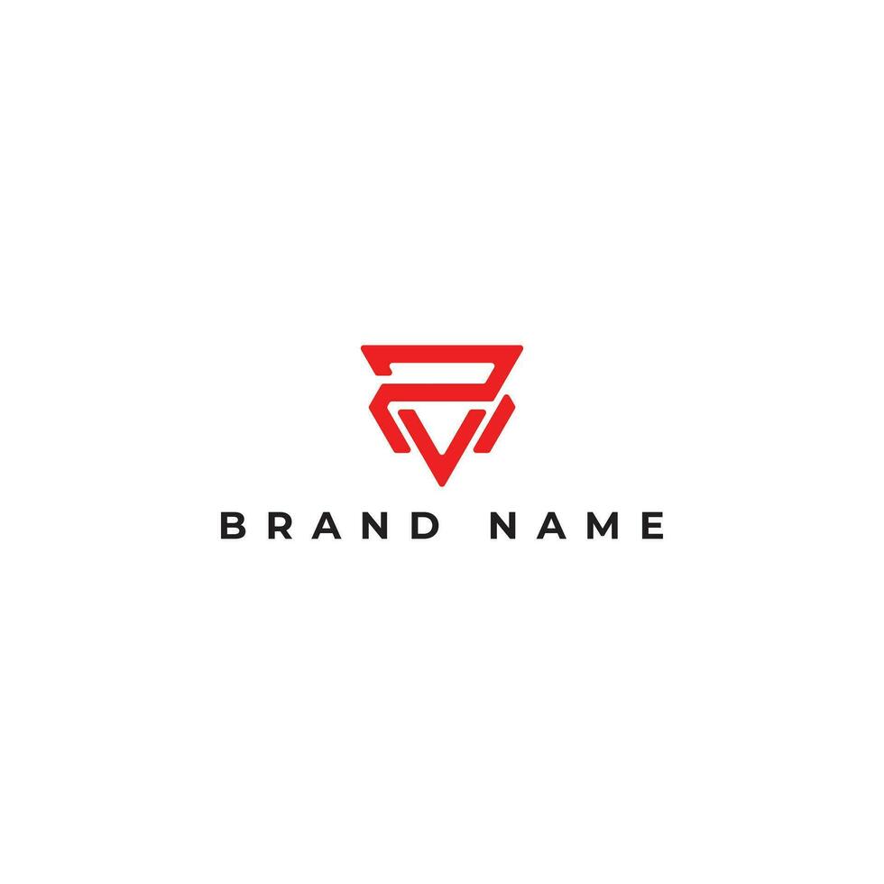 Abstract initial letter PV or VP logo design vector graphic idea creative in red color isolated on a white background applied for construction company logo design inspiration template