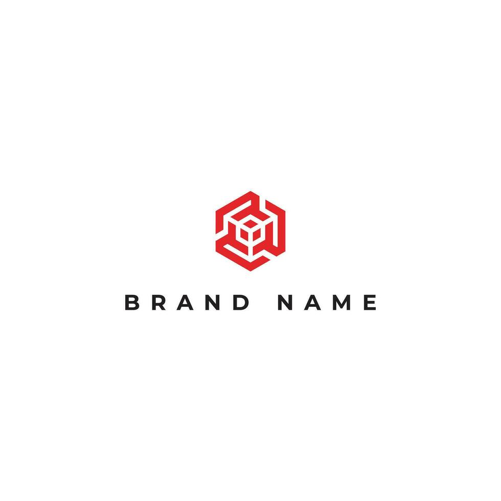 Hexagon Monogram Initials Letter MR RM M R logo design in red color isolated on a white background applied for startup marketing agency logo design inspiration template vector