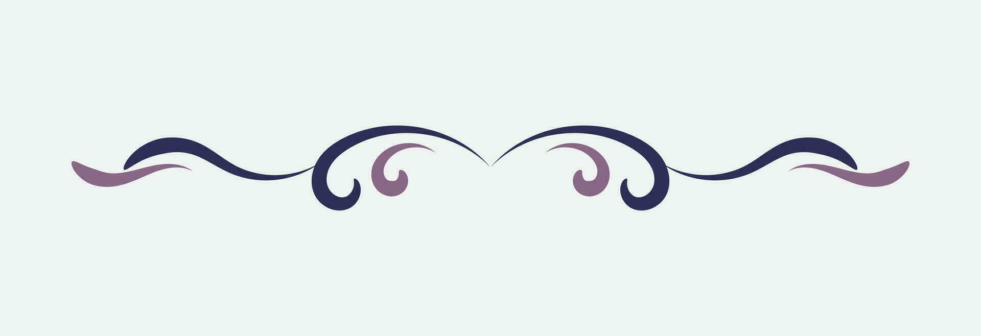 ornamental filigree flourish and thin divider. Classical vintage element, vector illustration