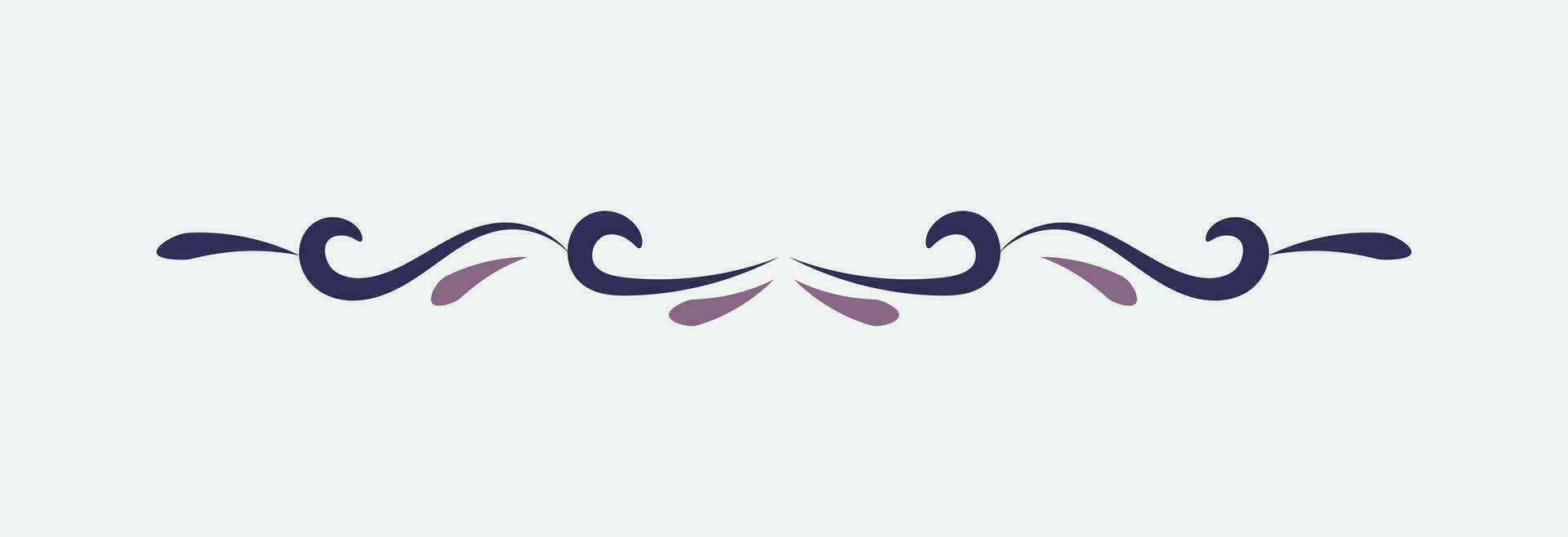 ornamental filigree flourish and thin divider. Classical vintage element, vector illustration