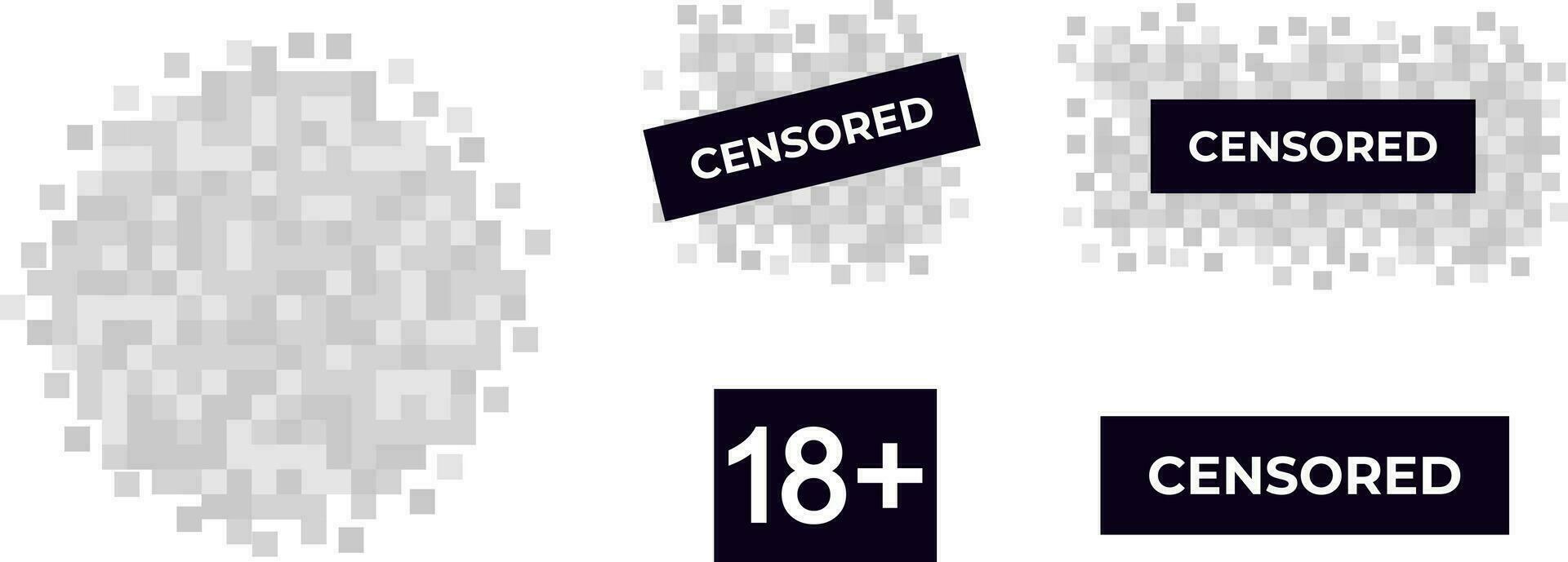 Censored warning content in pixels. Censorship viewing with tag censorship painted over scenes cruelty and violence detrimental to vector psyche