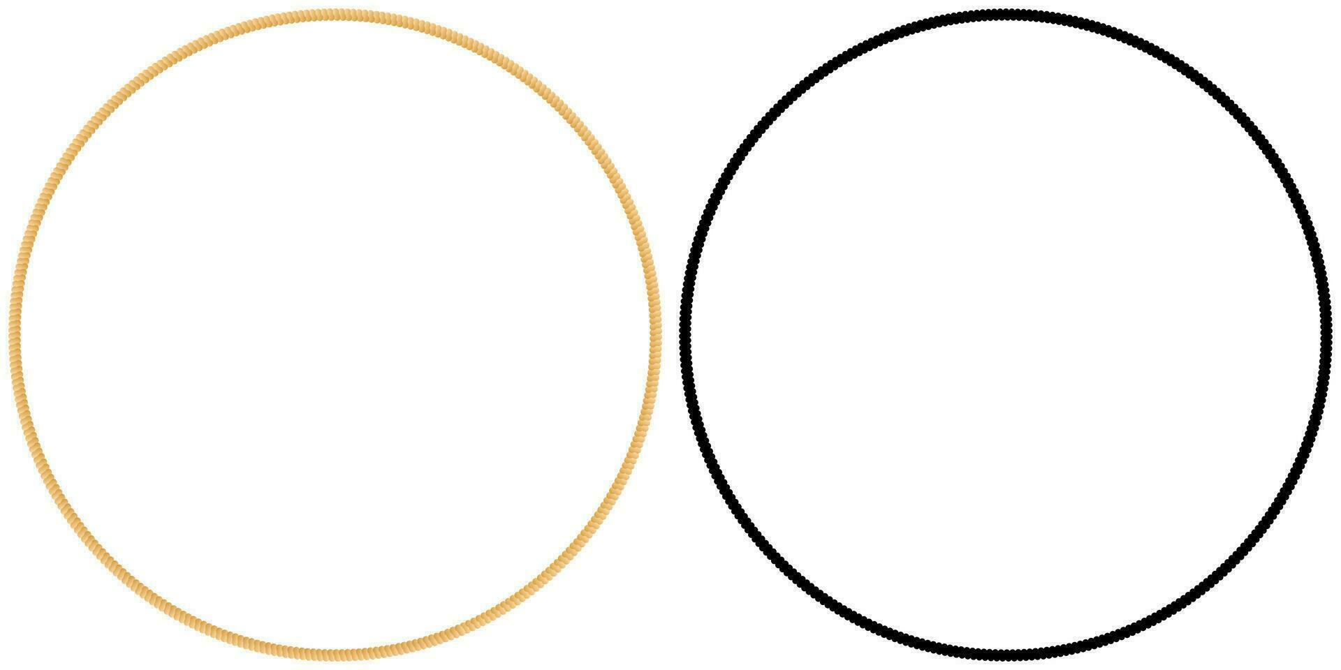 Gold and black rope circle. Decorative frame made of strong strands of ropes for durable fiber decoration for ornament vector design