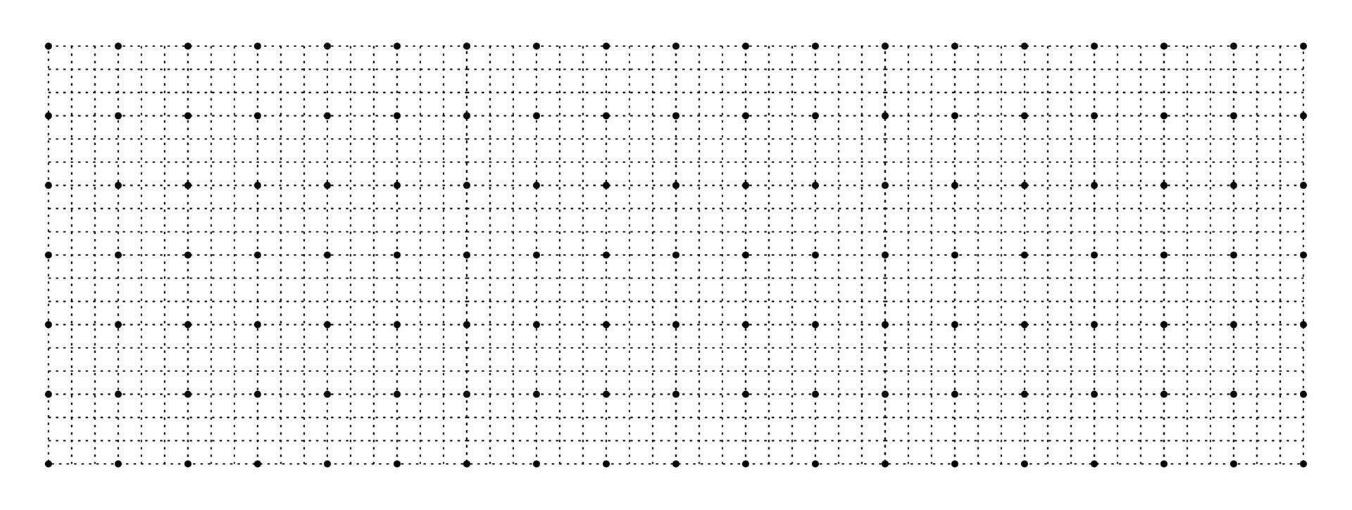 Geometric grid with squares and dots background. Measure blank white template with black lines for drafting and technical design with millimeter vector markings
