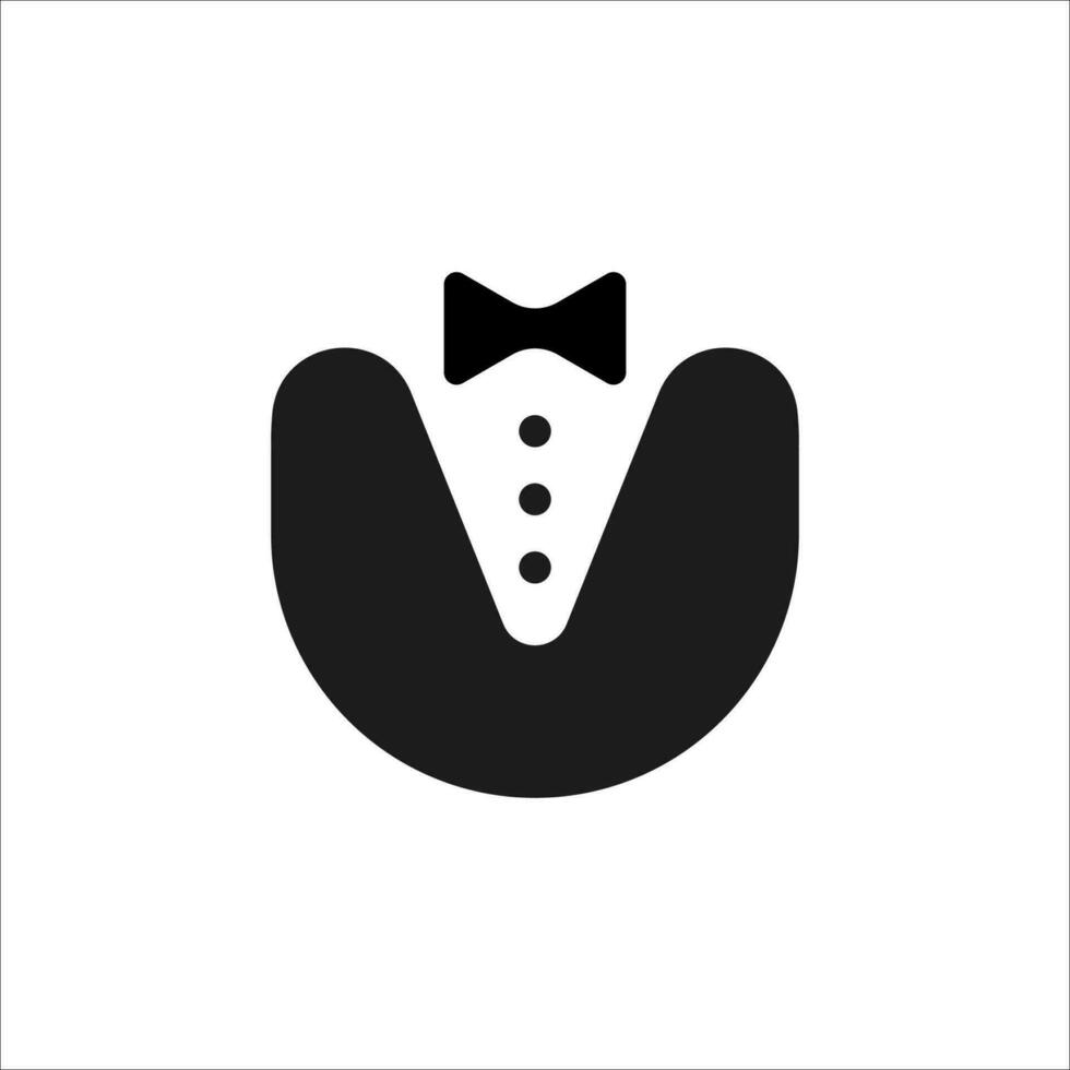 Symbol tuxedo with bow tie. Black vip style for gentleman and businessman for creative conferences and vector receptions