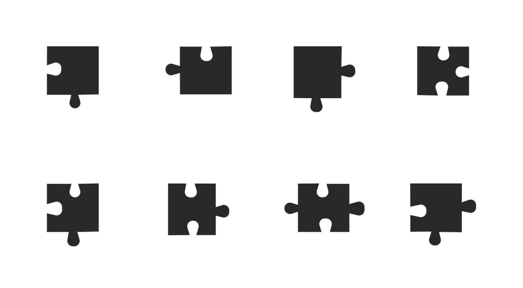 Details of black puzzle set. Element of game ideas and puzzle solutions and connected successful work in business vector team
