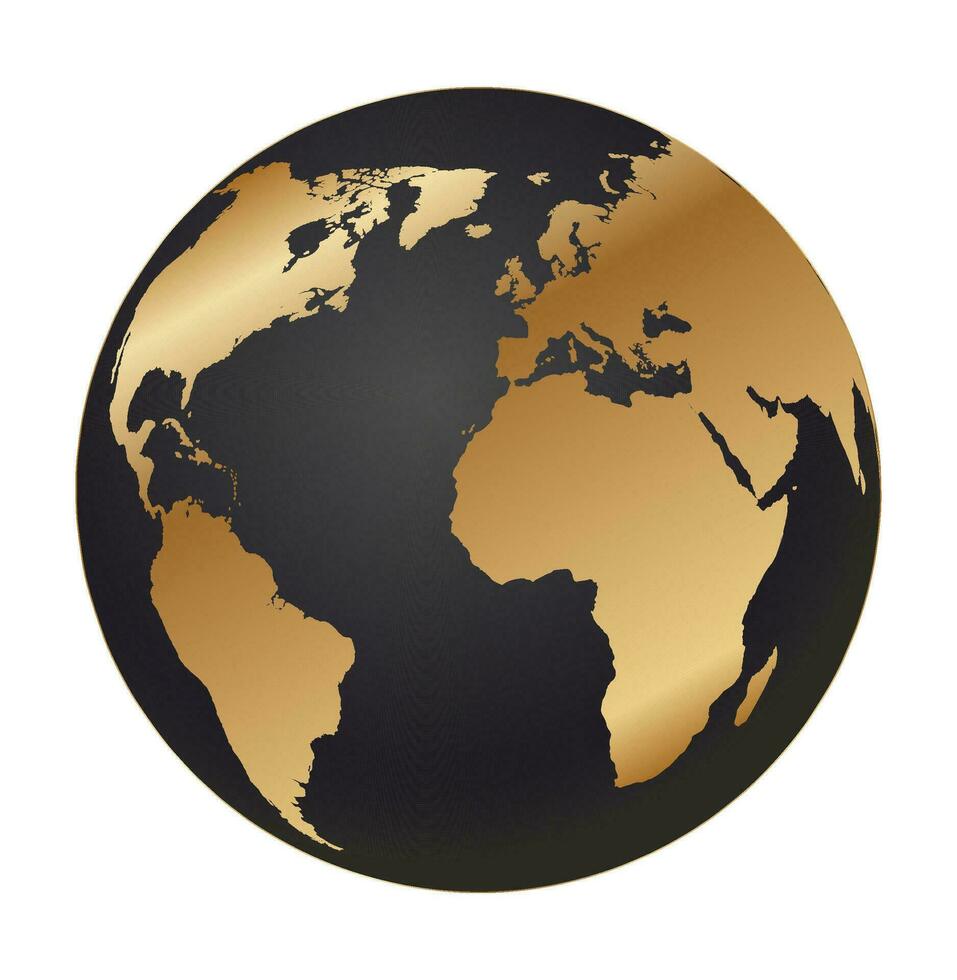 dorado mundo globo Europa, África y America oro mundo mapa vector