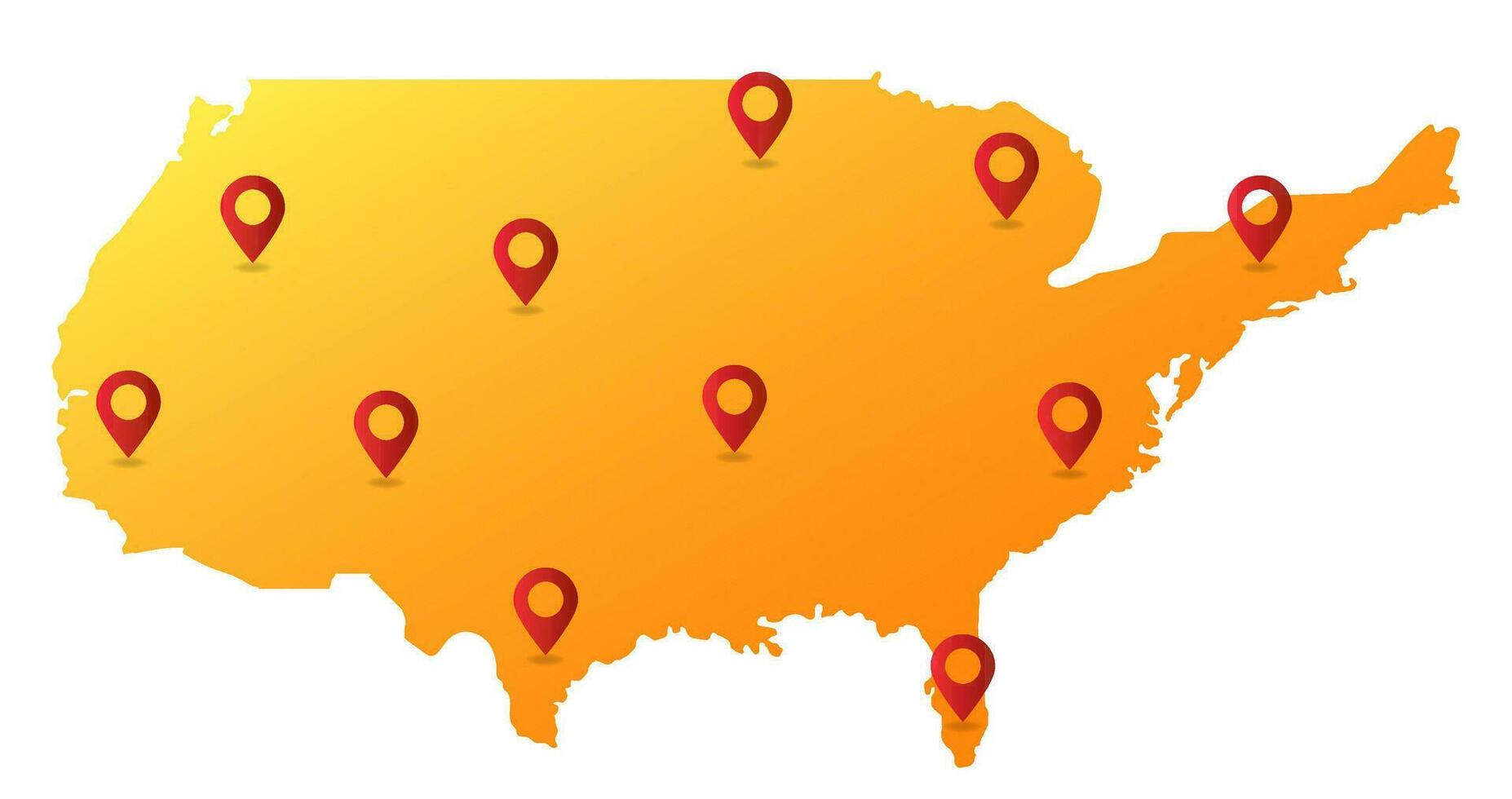 Usa united states map pin location vector illustration