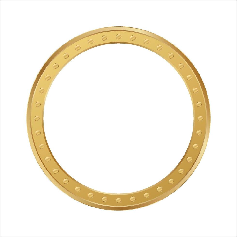 Gold circle frame. Golden ring vector isolated on white.