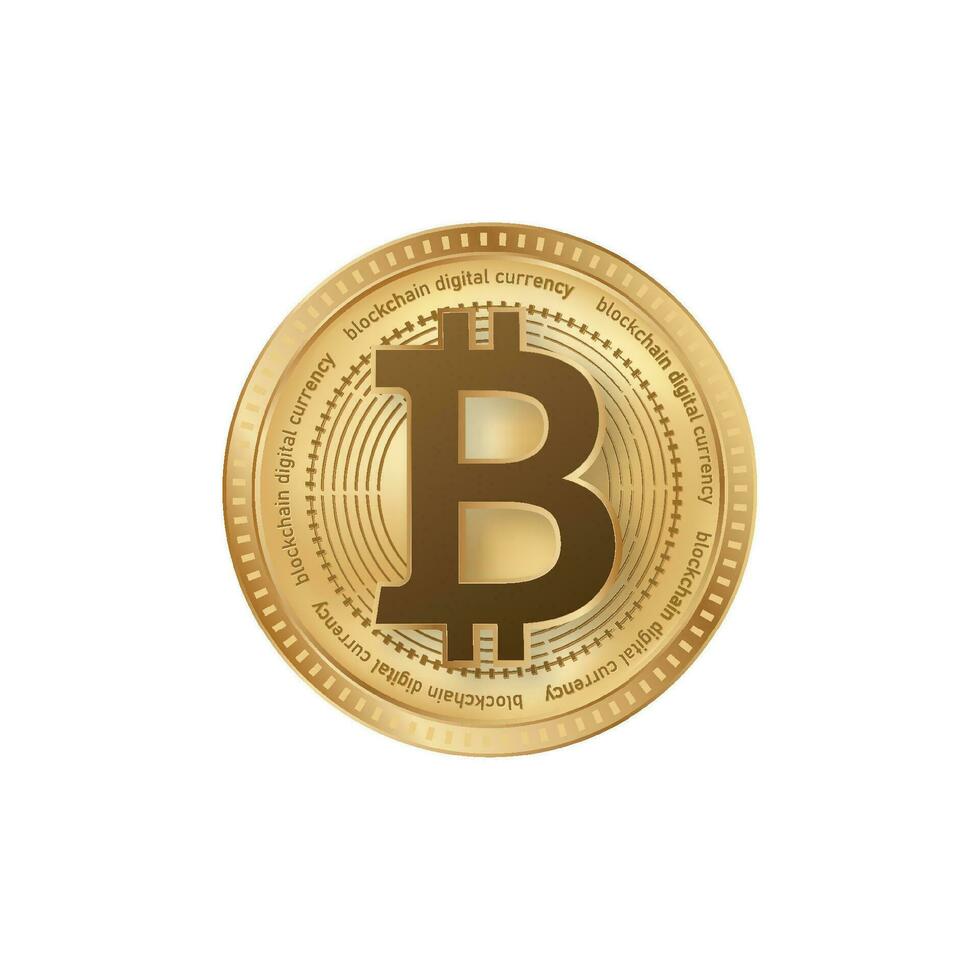Bitcoin golden coin. Btc digital currency token vector