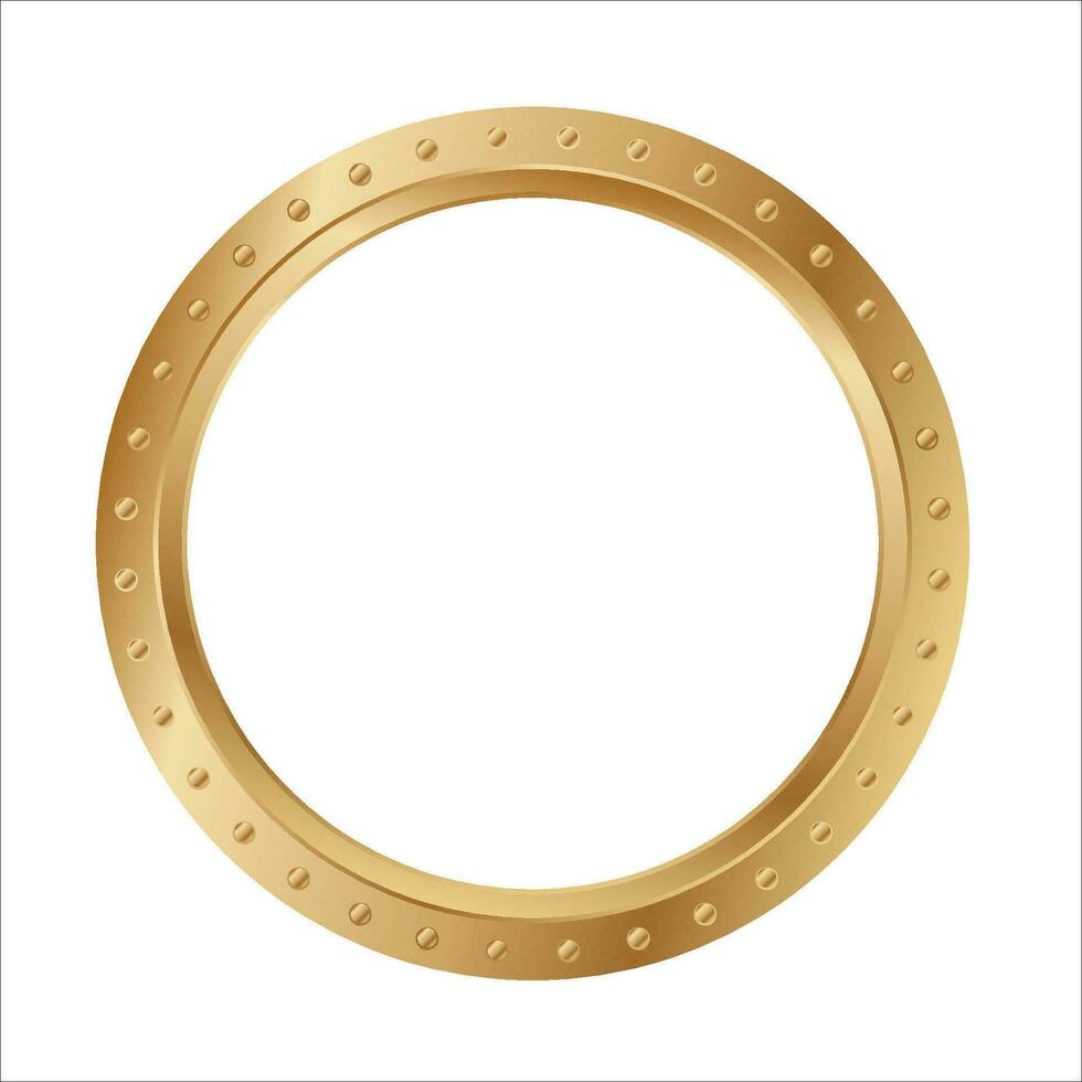 Golden ring vector isolated on white. Gold circle frame