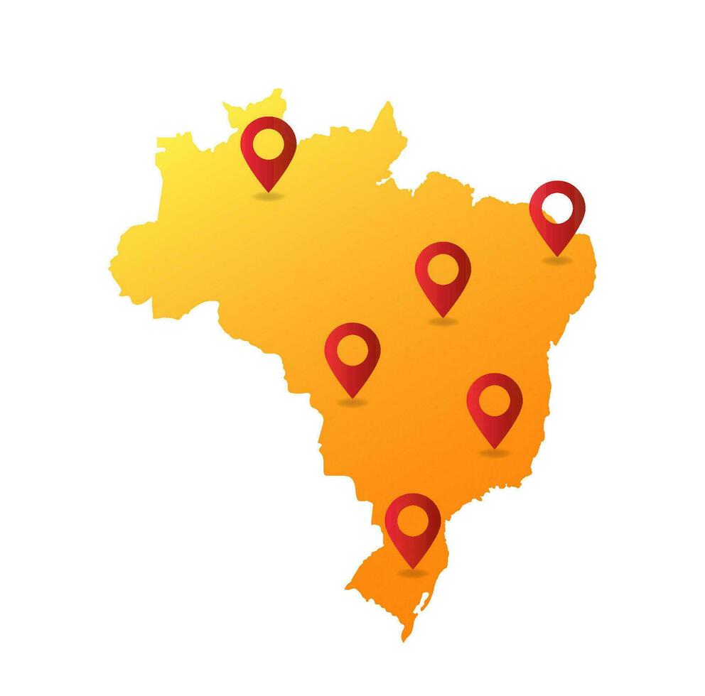 Brasil mapa alfiler ubicación vector ilustración