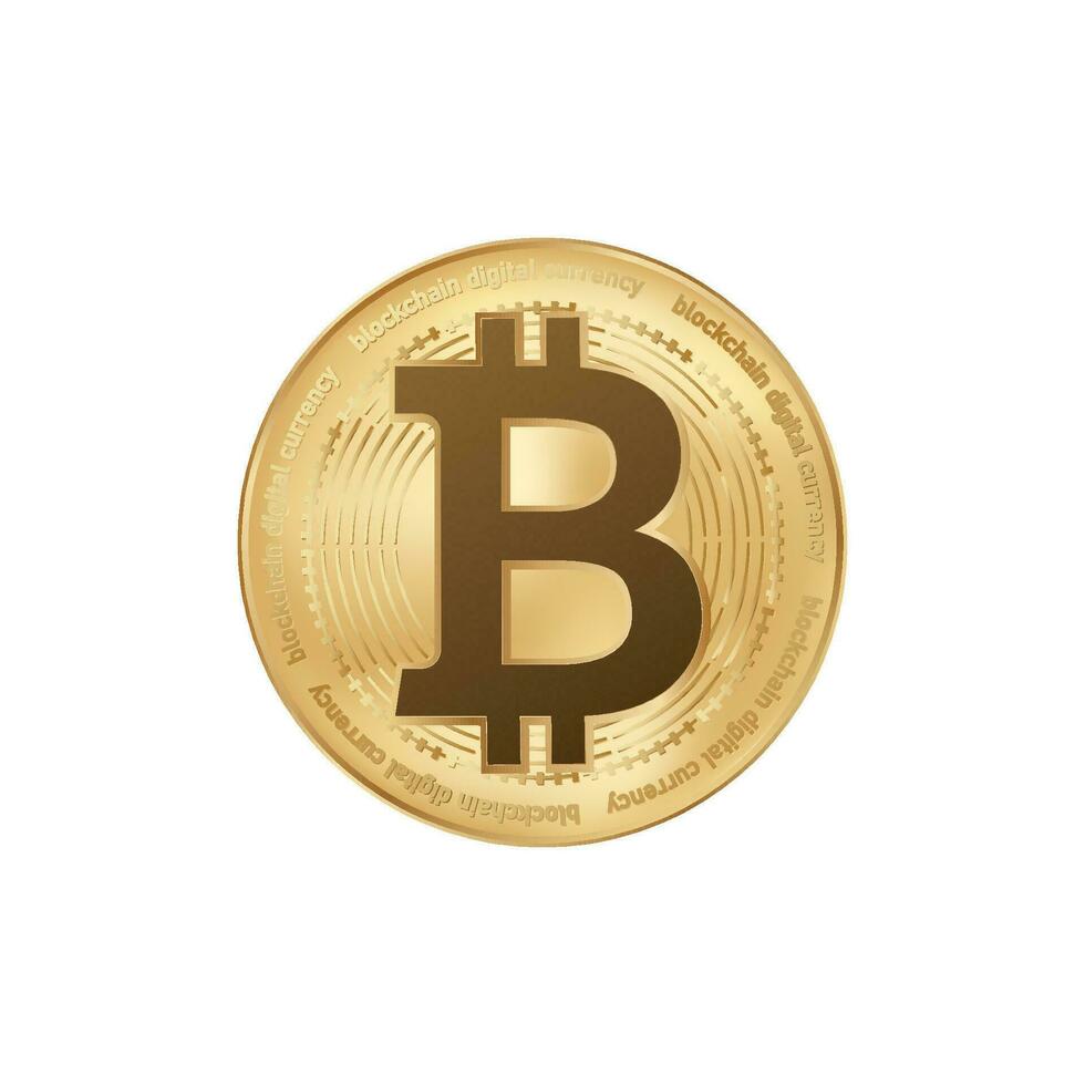 Bitcoin golden coin. Btc digital currency token vector