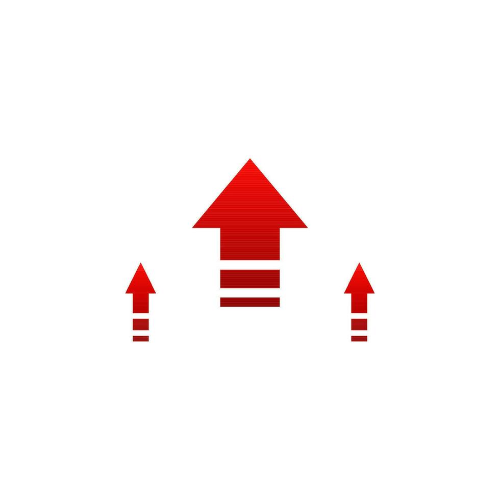 Red arrows up. Direction pointer shape and financial investment growth graph with cursor vector motion elements