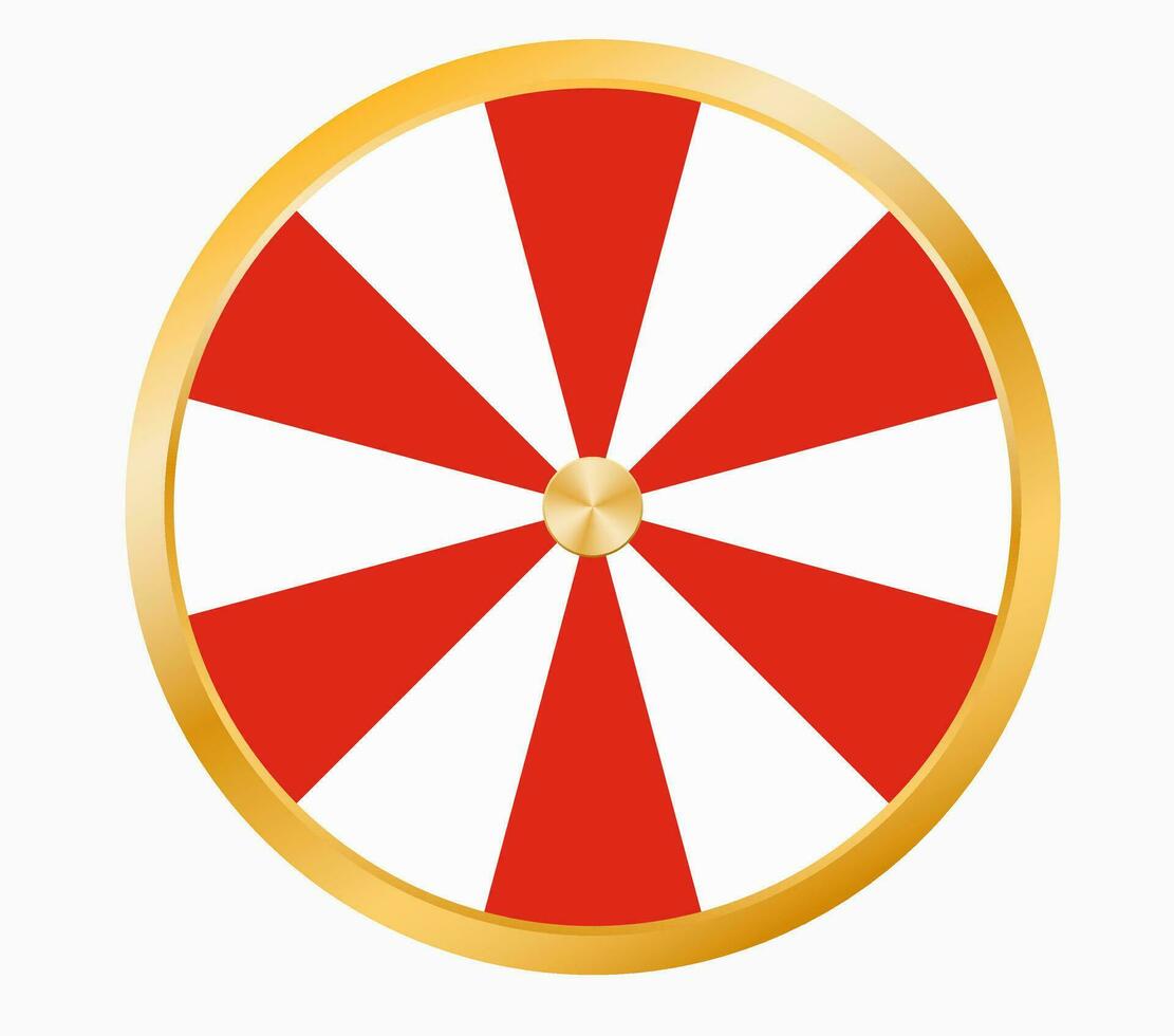 Red and white wheel of fortune. Round luck roulette with successful lottery and win with spin for money vector chance