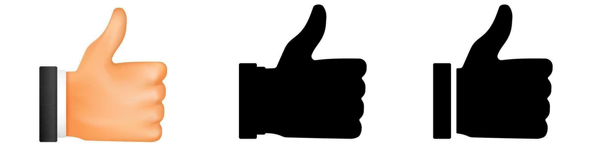 Like thumbs up. Gesture symbol of approval and agreement with positive result and confirmation of success vector