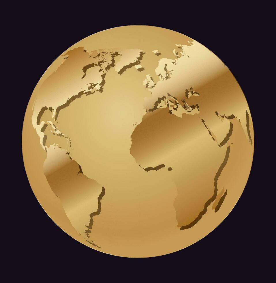 dorado mundo globo Europa, África y America oro mundo mapa vector