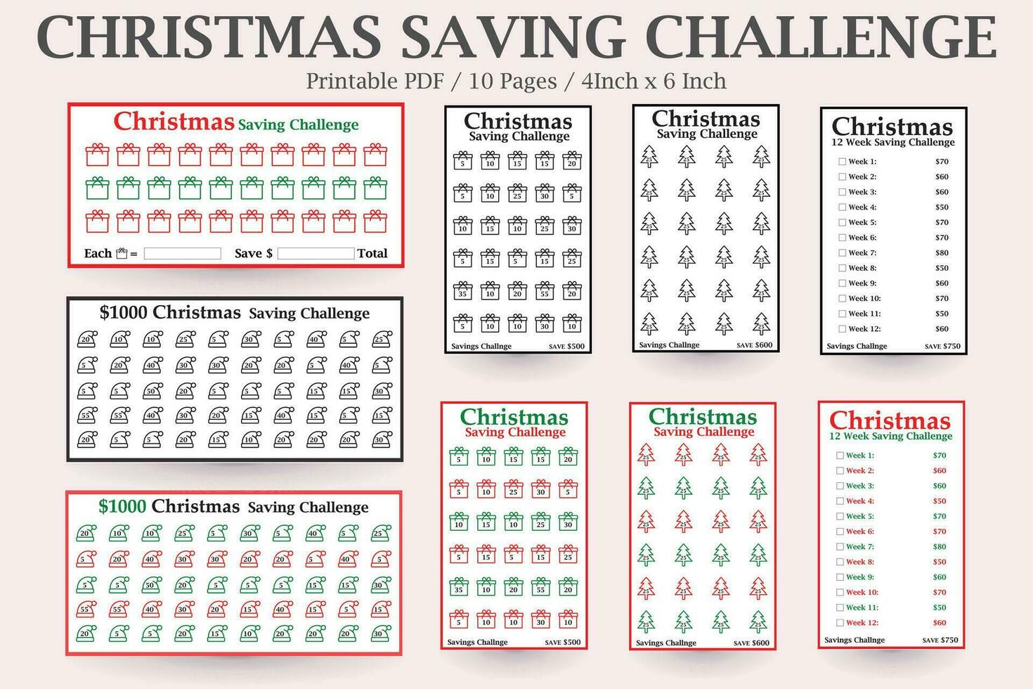 Christmas Savings Challenge,Money Saving Challenge,1000 Savings Challenge,Christmas Budget Planner,Xmas Savings Goals,Saving Money vector