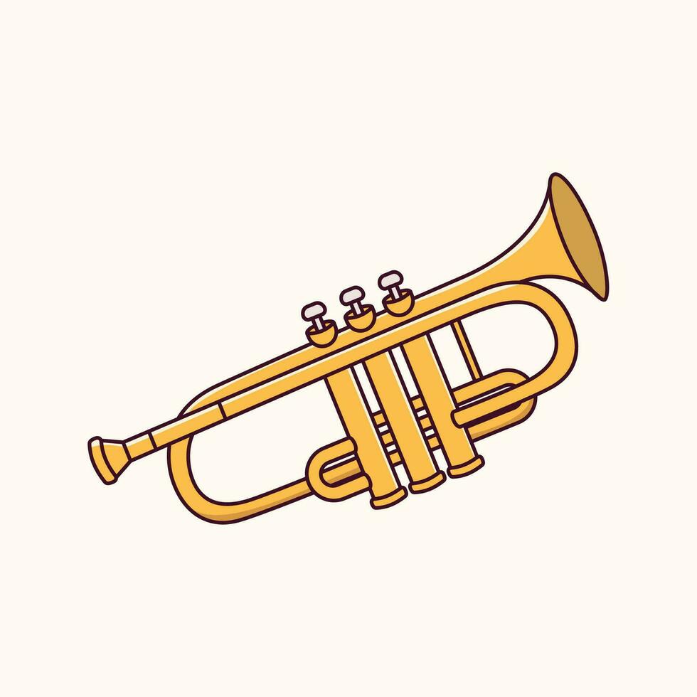 Brass Trumpet musical instrument, classical instrument vector