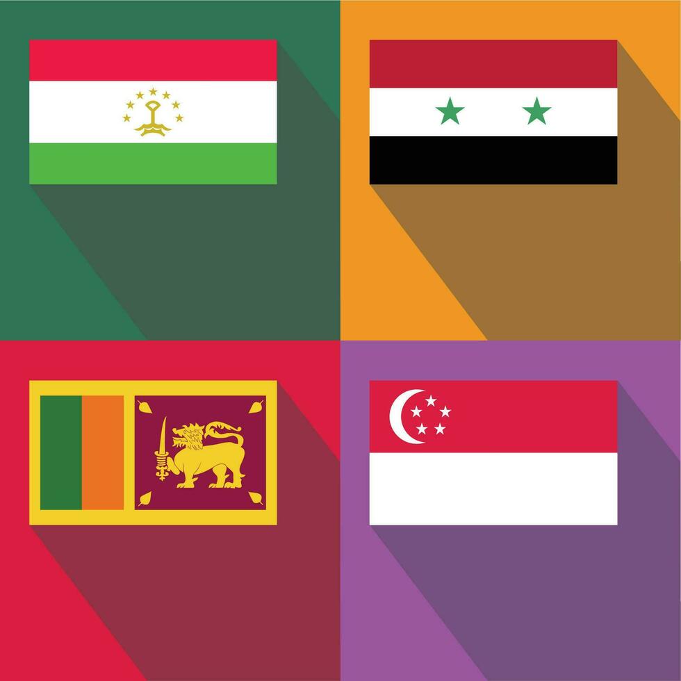 Singapore, Sri Lanka, Syria, Tajikistan flag vector