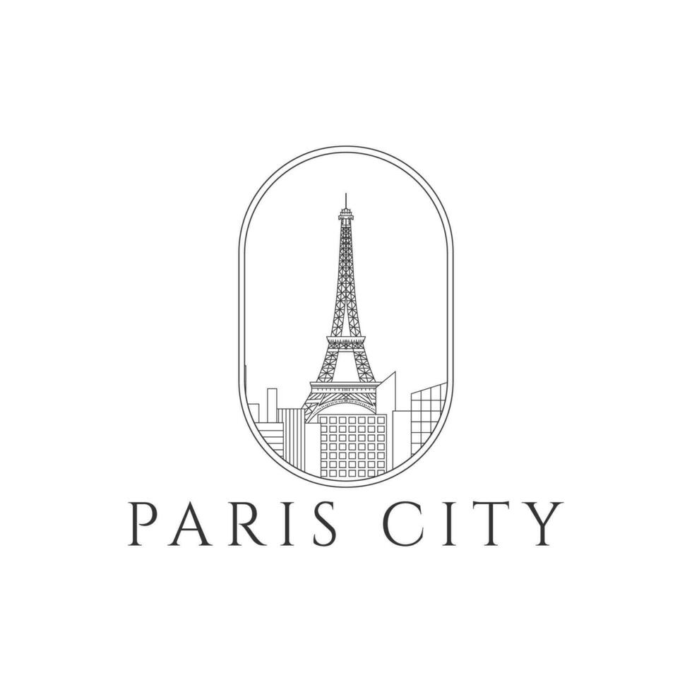 Eiffel Tower, Paris France Landmark with Line Style Icon Illustration vector