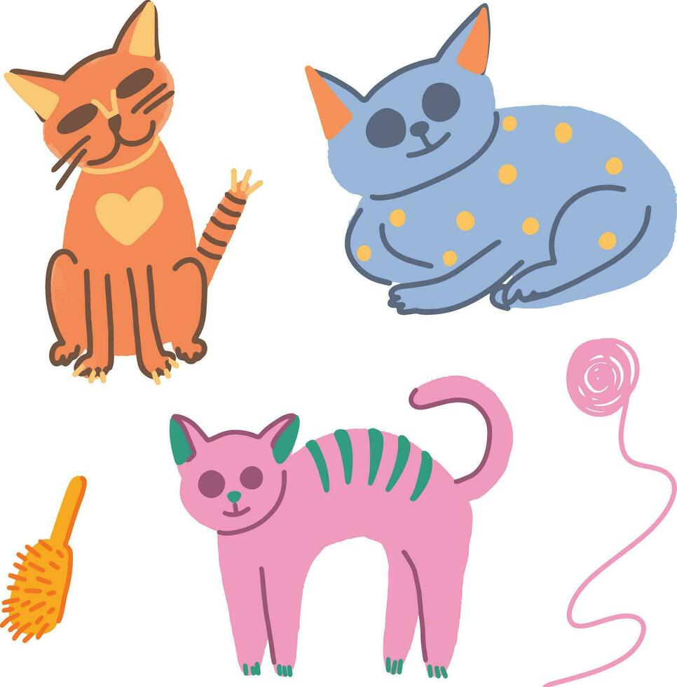 unusual bright colored cats isolated on white background vector