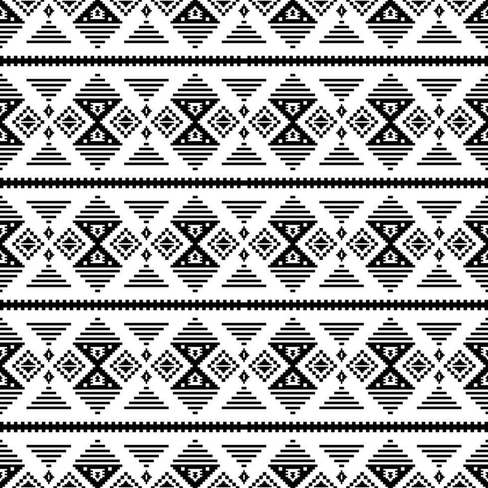 Seamless ethnic pattern. Aztec and Navajo tribal style. Geometric vector illustration with stripe decoration. Black and white color. Design textile, clothes, fashion, fabric, wrapping paper, ornament.