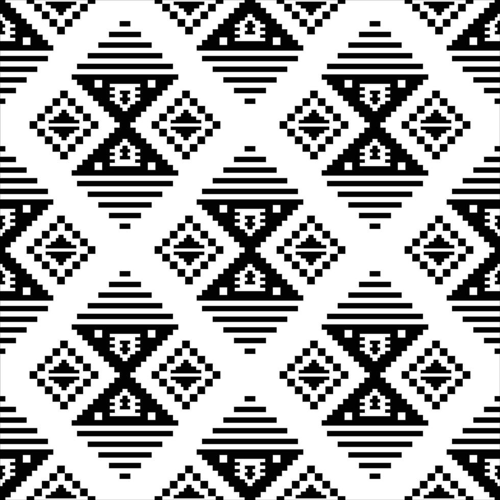 Seamless tribal repeat pattern with geometric shapes in black and white. Aztec and Navajo ethnic background for fabric print and decoration. Design textile, clothes, fashion, wrapping paper, ornament. vector