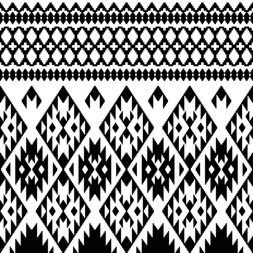 resumen geométrico sin costura étnico modelo con azteca y navajo tribal motivo. contemporáneo Clásico motivo. negro y blanco colores. diseño textil, ropa, moda, tela, envase papel, ornamento. vector