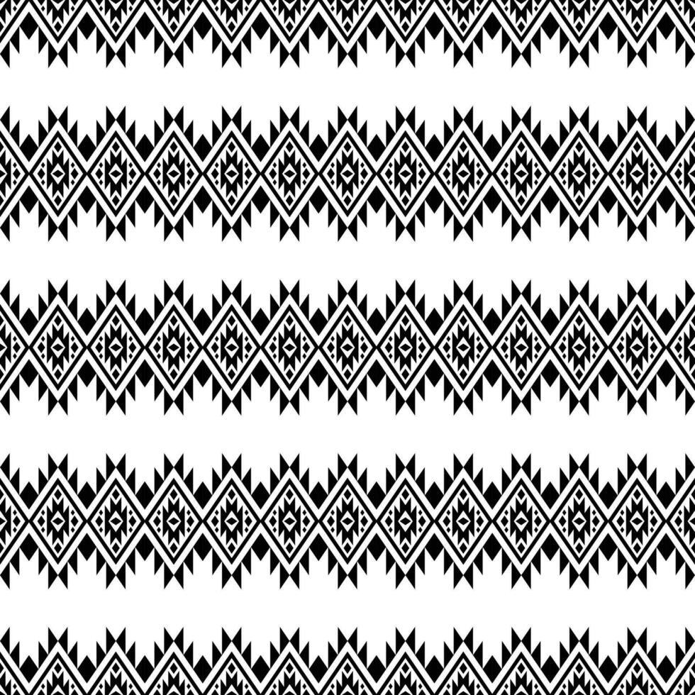 Geometric abstract with native style of seamless Aztec tribe. Ethnic stripe pattern. Design for fabric, textile, clothing, carpet, ikat, batik, embroidery, background. Black and white colors. vector