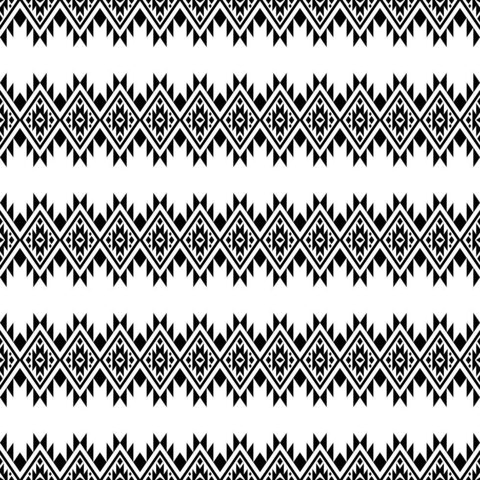 geométrico resumen con nativo estilo de sin costura azteca tribu. étnico raya modelo. diseño para tela, textil, ropa, alfombra, ikat, batik, bordado, antecedentes. negro y blanco colores. vector