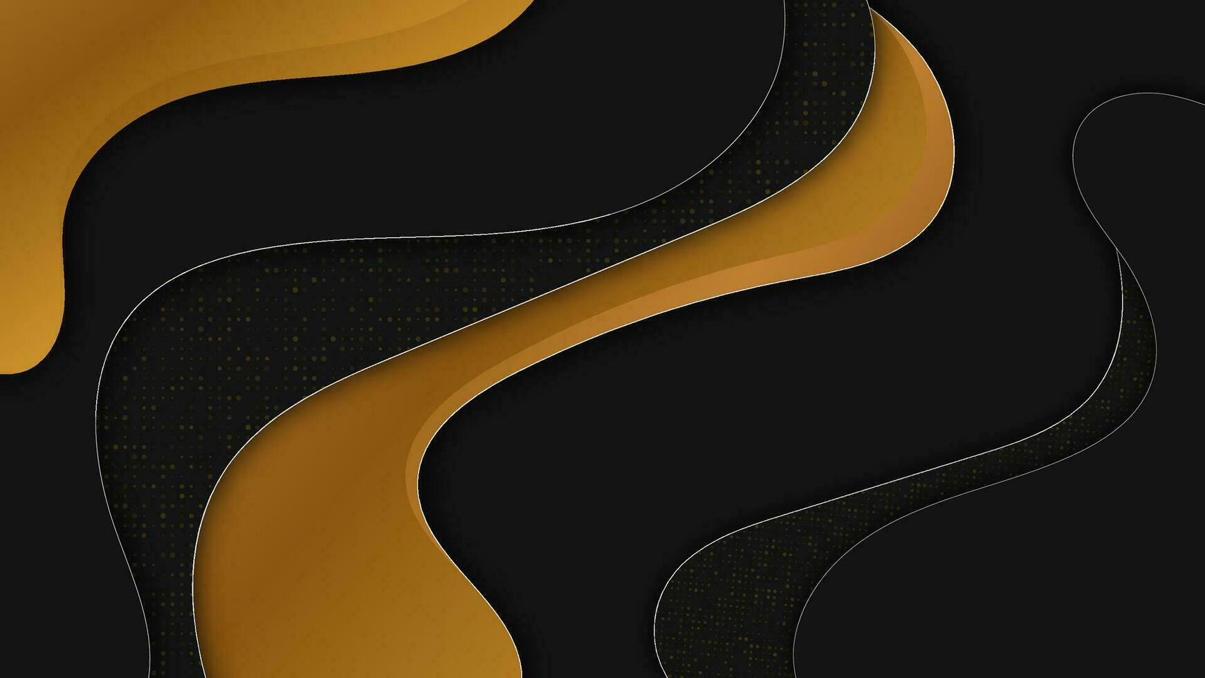 premium gold curve with black background, luxury dynamic wave texture backdrop vector