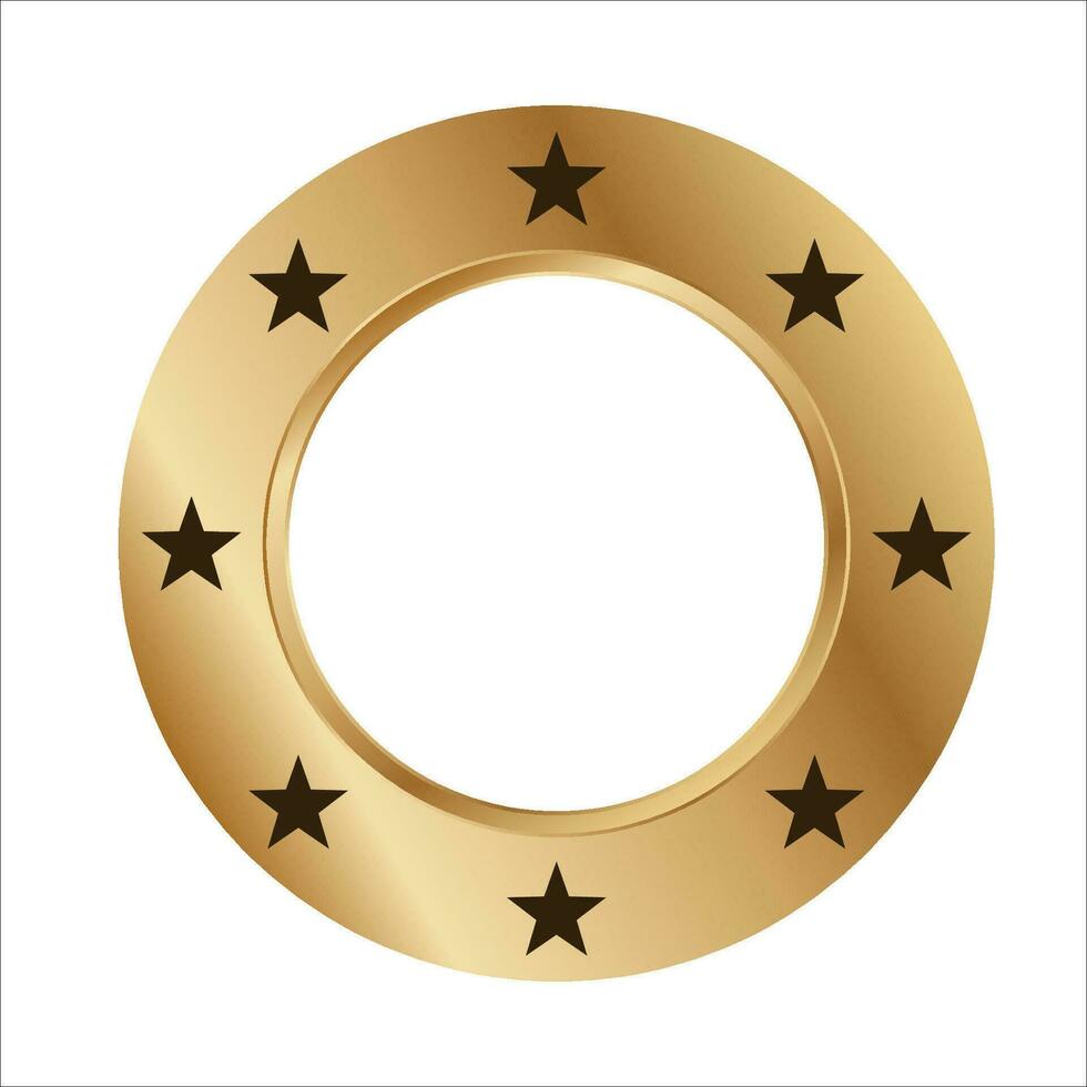 Golden circle with stars. Gold ring with stars border vector