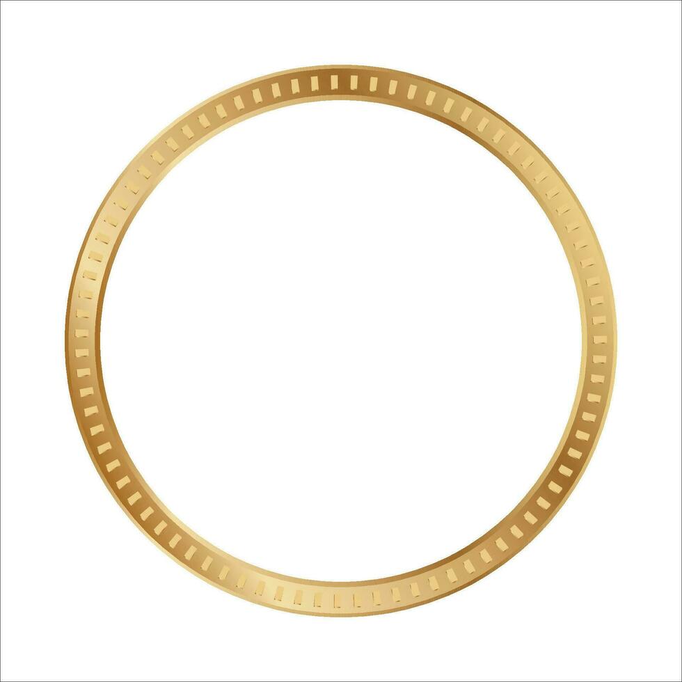 Golden ring vector illustration. Gold circle frame