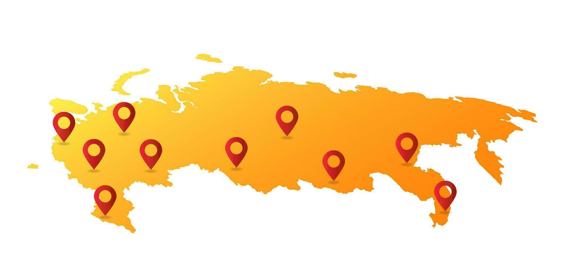 Rusia mapa alfiler ubicación vector ilustración