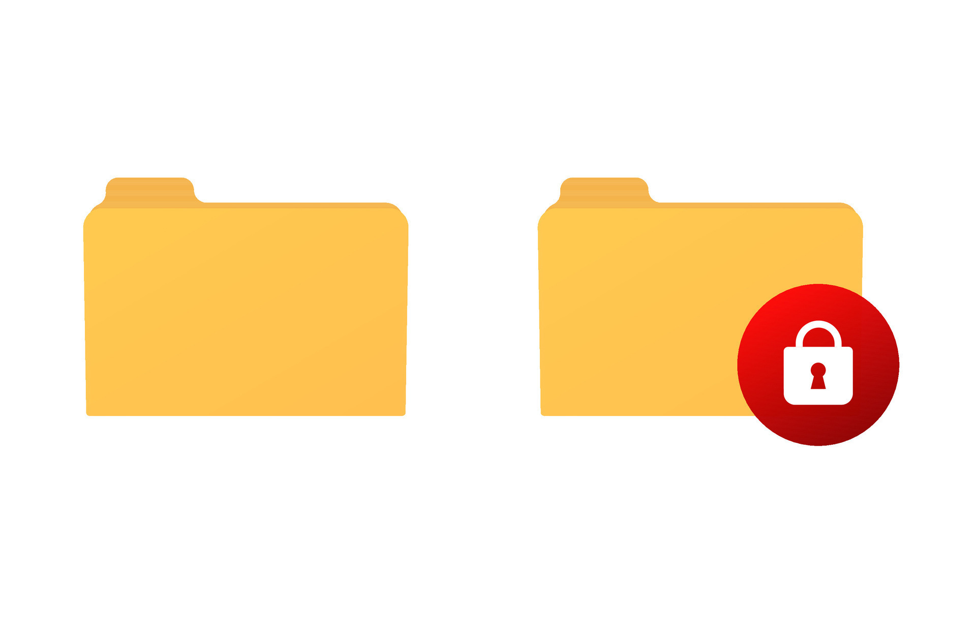  document with and without lock. File information protection and secure data transmission