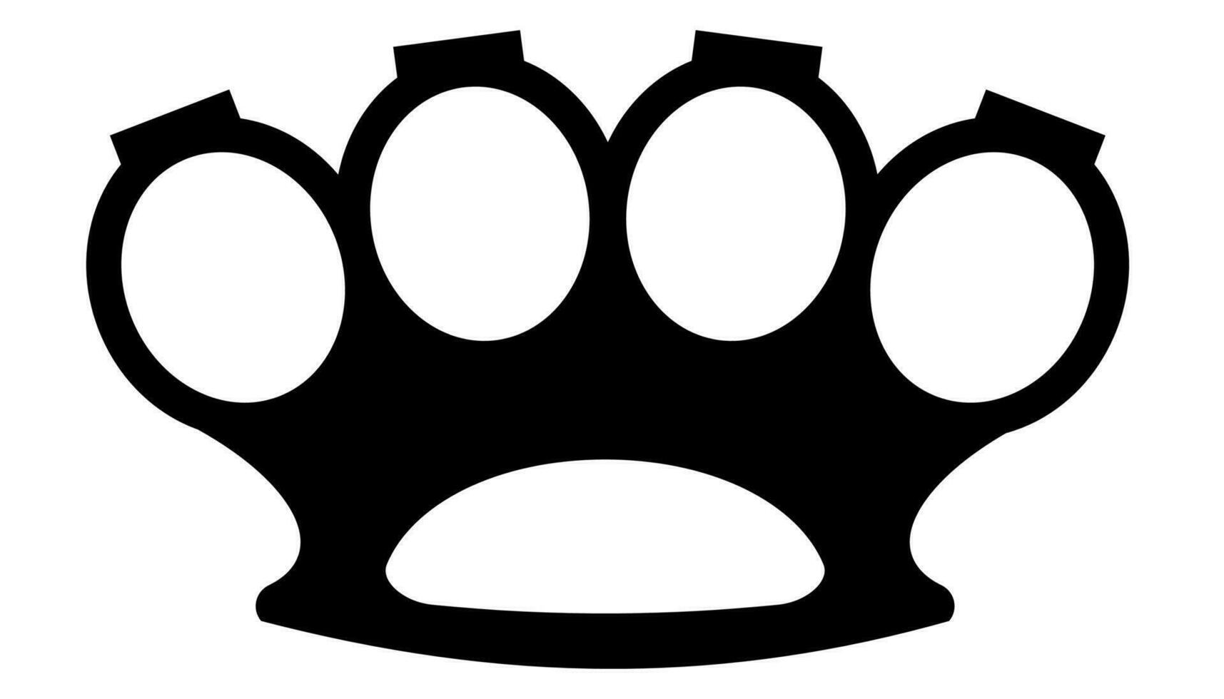 Black brass knuckles. Handheld melee finger clad weapon for criminals and cops with blunt vector effect
