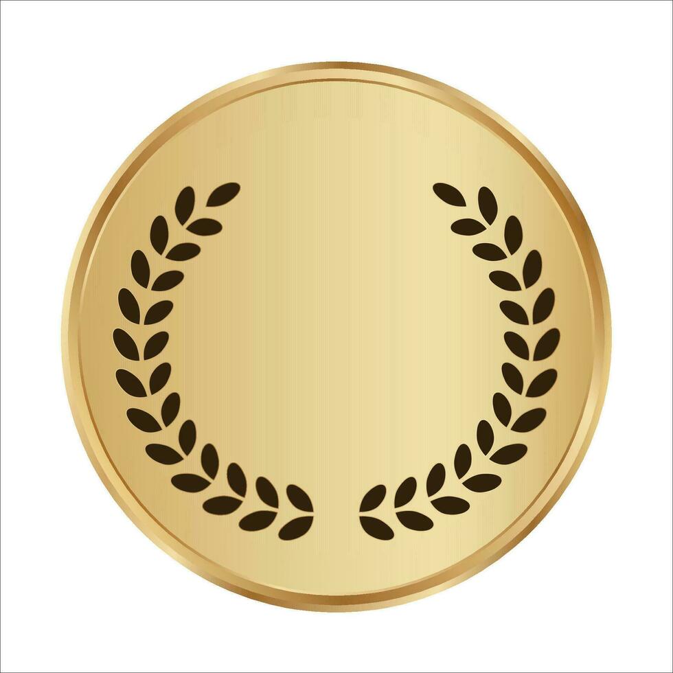 Golden medal template with laurel wreath vector