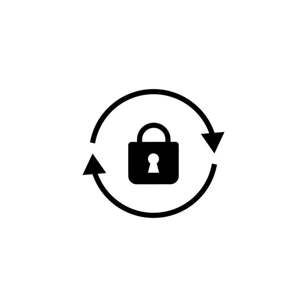 Lock with circular arrows. Update with reboot and secure web system with secure vector sync password control