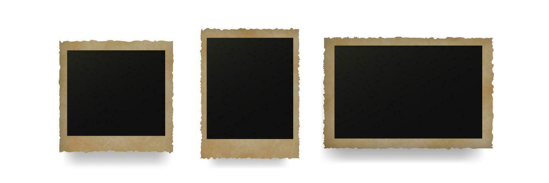 Gold photo frames. Black empty for pictures and paintings with realistic design element with instant vector development