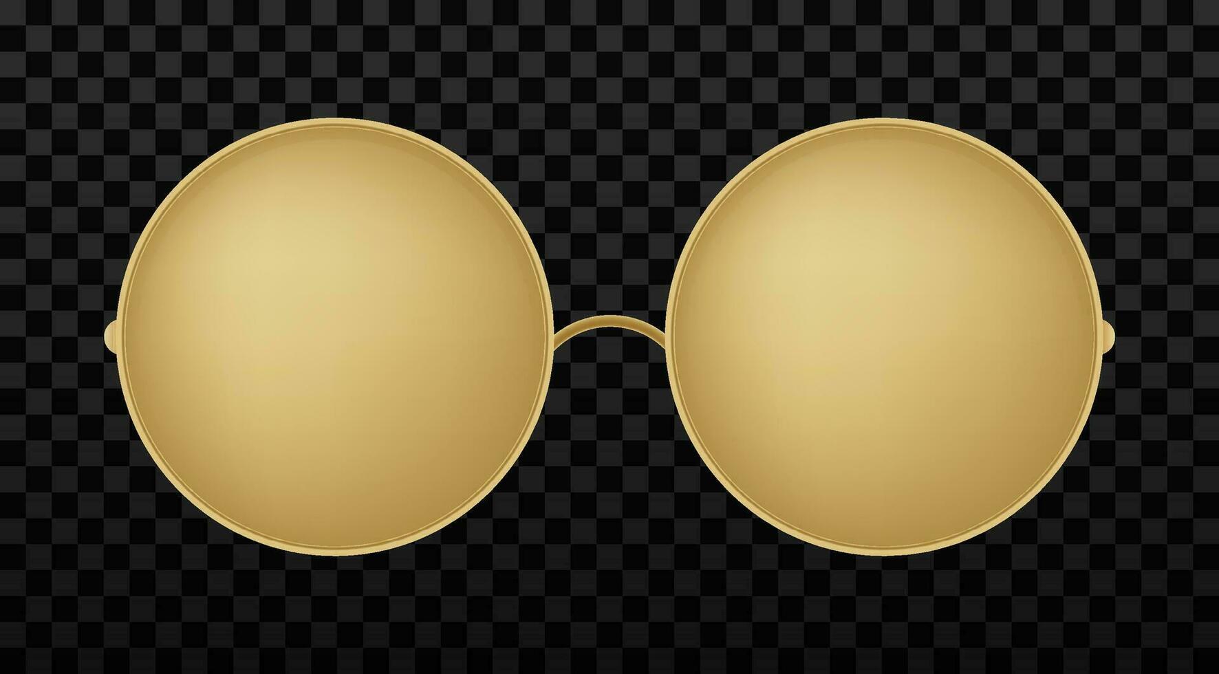 Gold round sunglasses with gold frame. Sun glasses with gradient lenses vector illustration