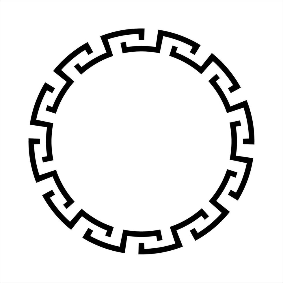 Greek circle frame border vector meander round ornament design