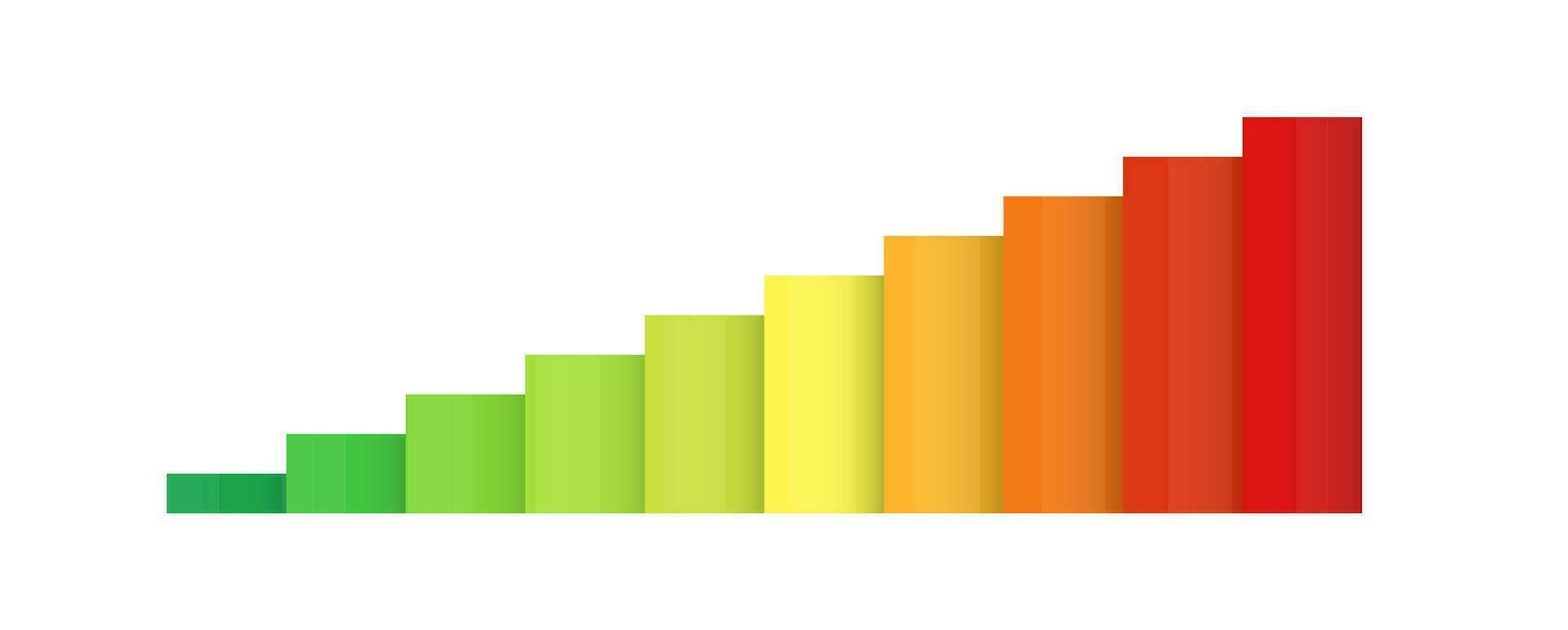 Increasing color bar. Financial business report chart with profit and decline in profits and statistical vector data presentation